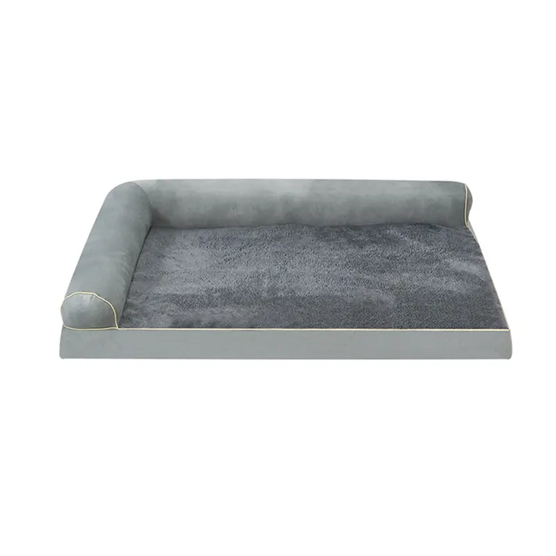 Cama corta para mascotas de felpa amarillo limón